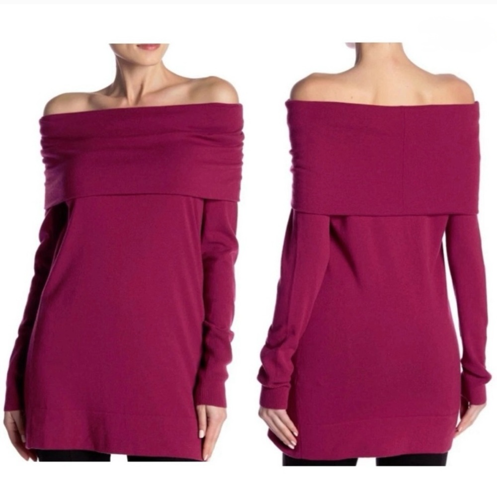 Lafayette 148 Black Wool Convertible Off-the-Shoulder Sweater